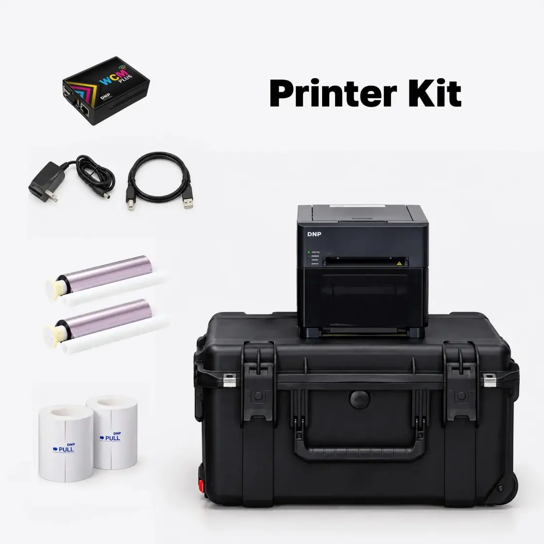 Printer kit: DNP printer, travel case, media and WCM Plus module